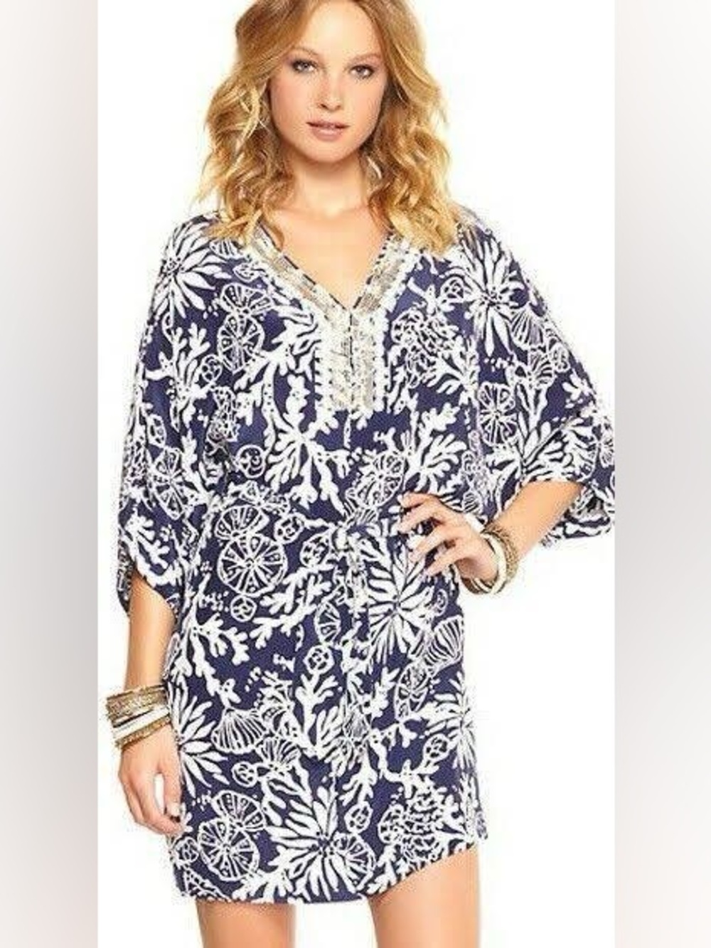 Lilly Navy Embroidered Dress - Coastal Floral